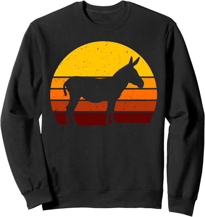 Retro Esel Silhouette Sonnenuntergang Landwirt Sweatshirt