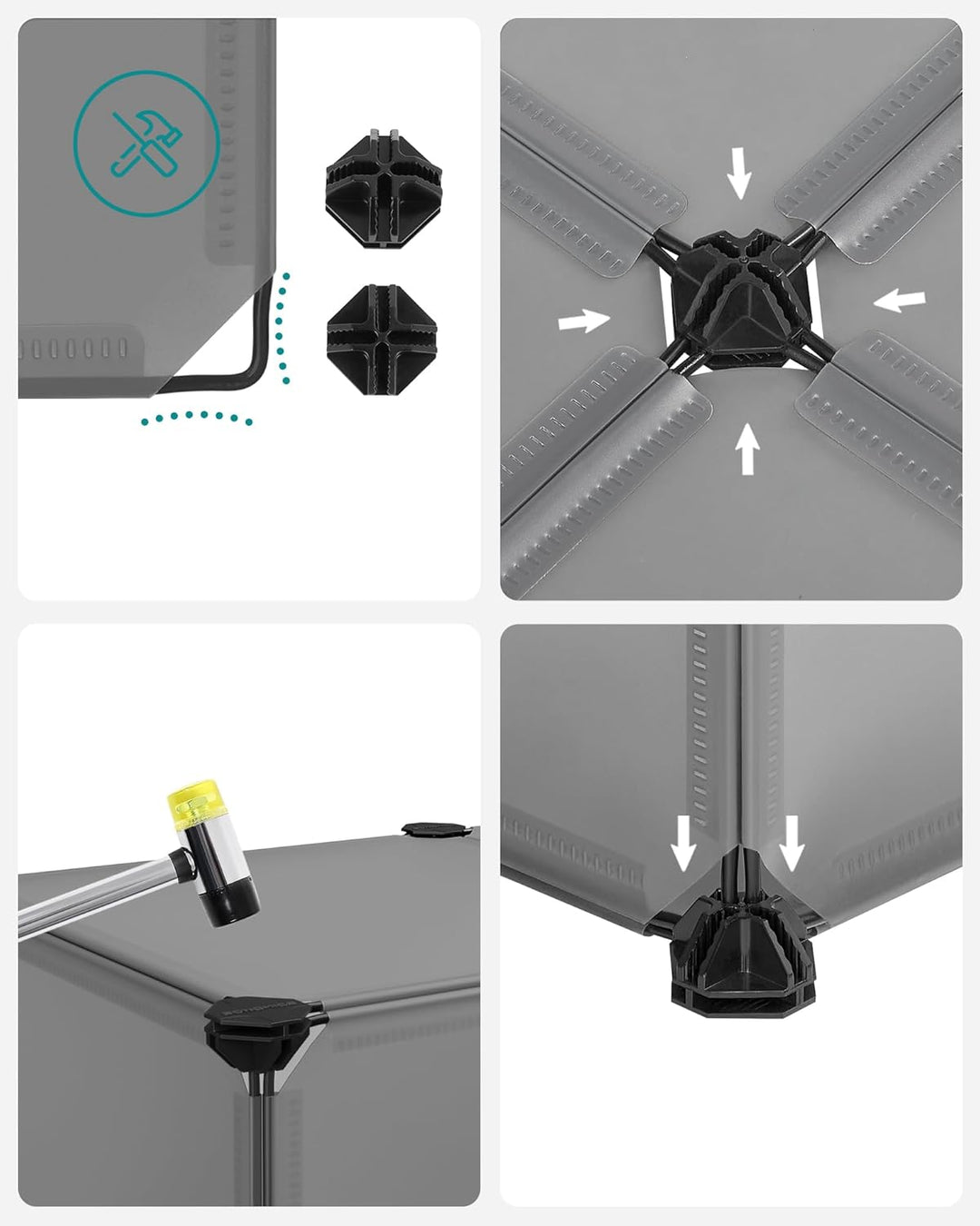 SONGMICS Schuhregal mit 10 Ebenen, Steckregal, Regalsystem, Schuh-Organizer, DIY-Regal, mit Tür, aus