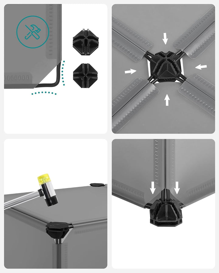 SONGMICS Schuhregal mit 10 Ebenen, Steckregal, Regalsystem, Schuh-Organizer, DIY-Regal, mit Tür, aus
