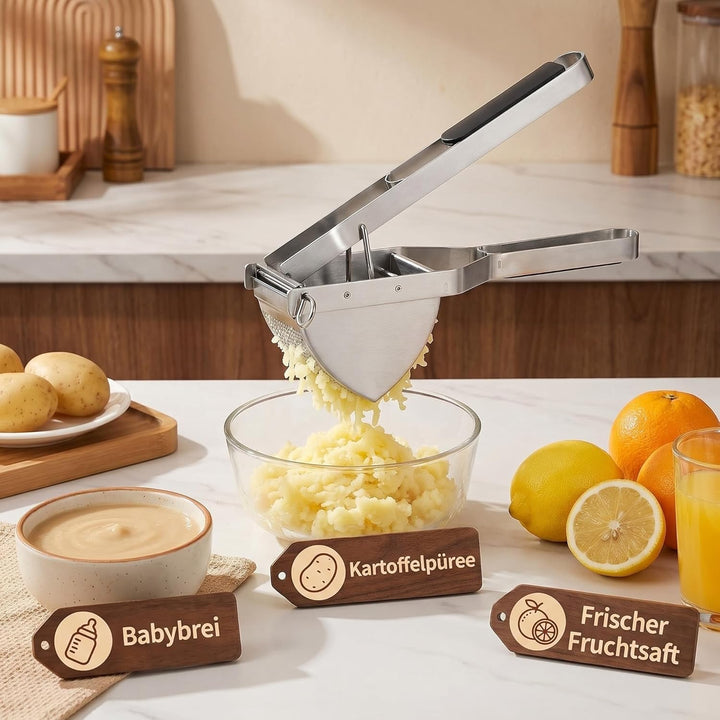 DULCE DOM Kartoffelpresse aus Edelstahl | Robustes Gemüse- & Obstpassiergerät für cremiges Püree | E