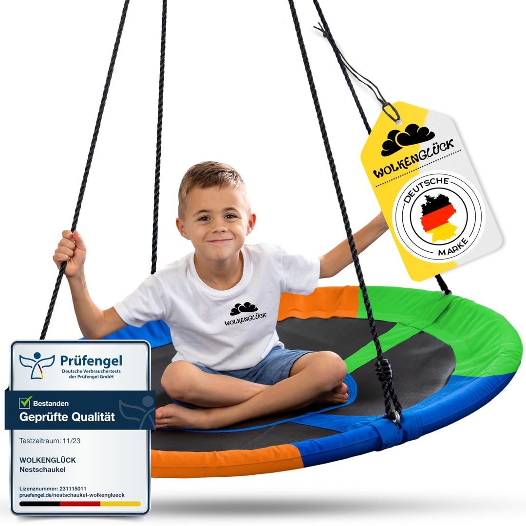 WOLKENGLÜCK® Nestschaukel [Ø 110 cm] - Höhenverstellbare Schaukel Outdoor & Indoor für Kinder und Er