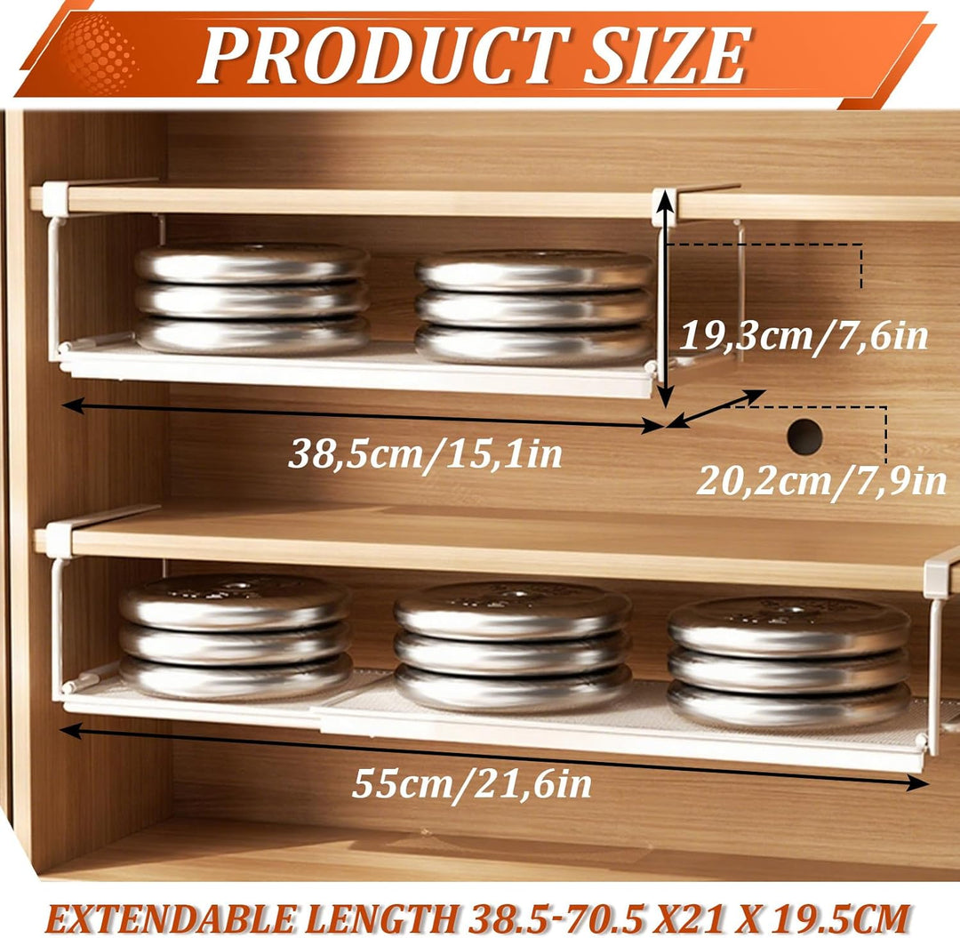 DAJAVE 2 Stück Hängekorb aus Metall mit Verstellbarer 38-70cm, Unter Regal Hängekorb ausziehbar, Ver