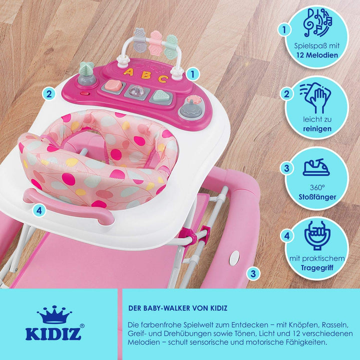 KIDIZ® 4in1 Lauflernhilfe Babywalker Spiel- und Lauflernwagen Gehfrei Schaukelfunktion Babywippe mit