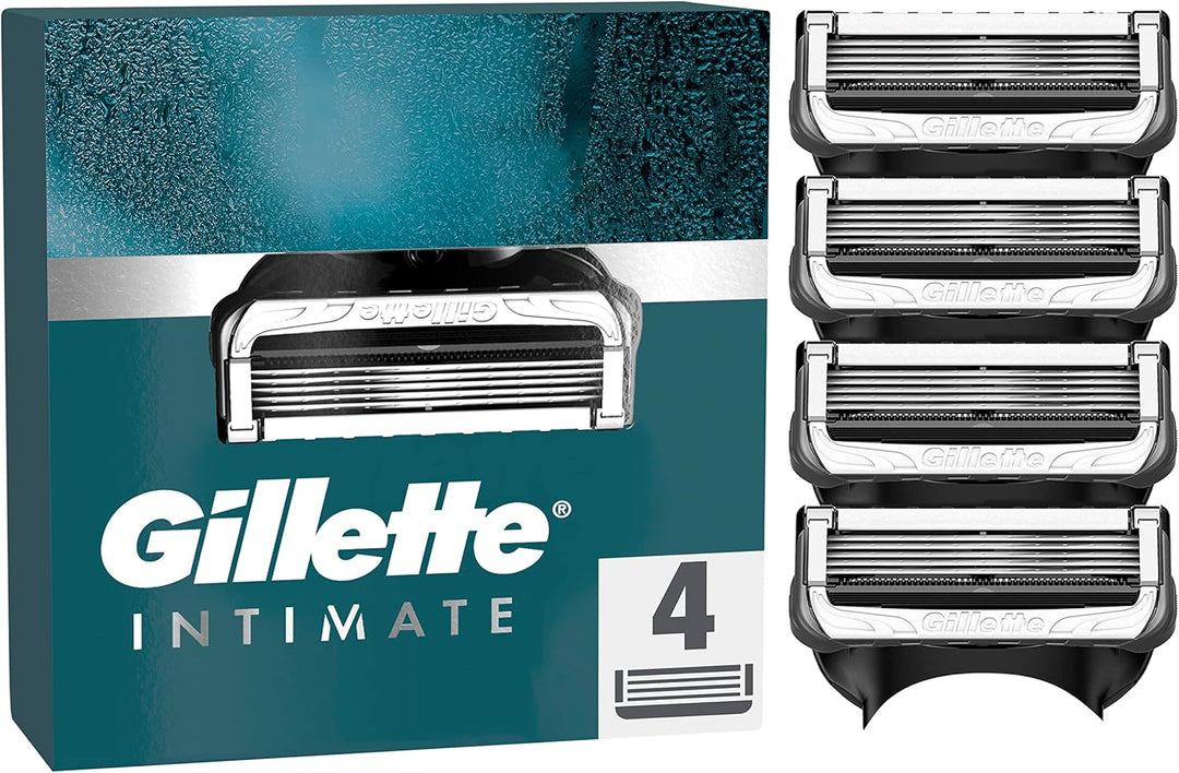 Gillette Intimate Rasierklingen, 4 Ersatzklingen für Nassrasierer Herren, mit verbesserten Gleitstre