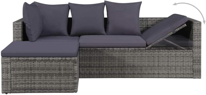 Tidyard Garten-Sofagarnitur 14-TLG. Poly Rattan Sofagruppe Grau, inkl 1 Sofa + 2 Couchtisch +2 Hocke