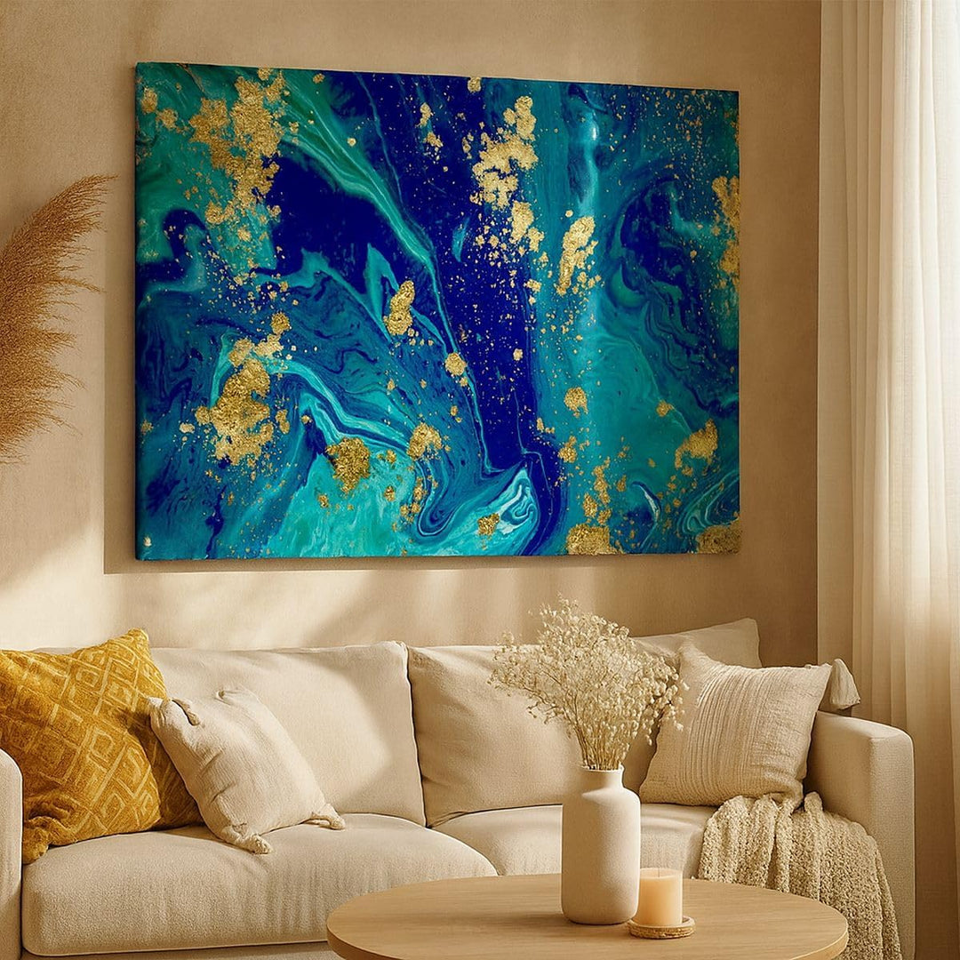 Bilder auf Leinwand 100x70cm Leinwandbild mit Rahmen Abstraktion modern Gross Wanddeko Bild Schlafzi
