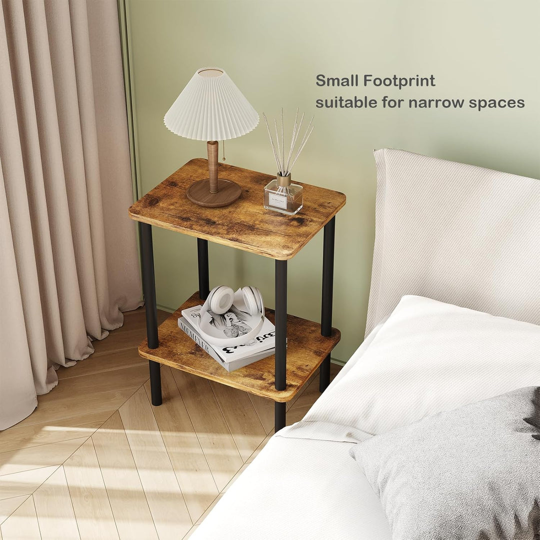 APICIZON Beistelltisch Holz, 2 Tier Nachttisch Schmal, 40x30x52cm, Beistelltisch Klein mit Stauraum,
