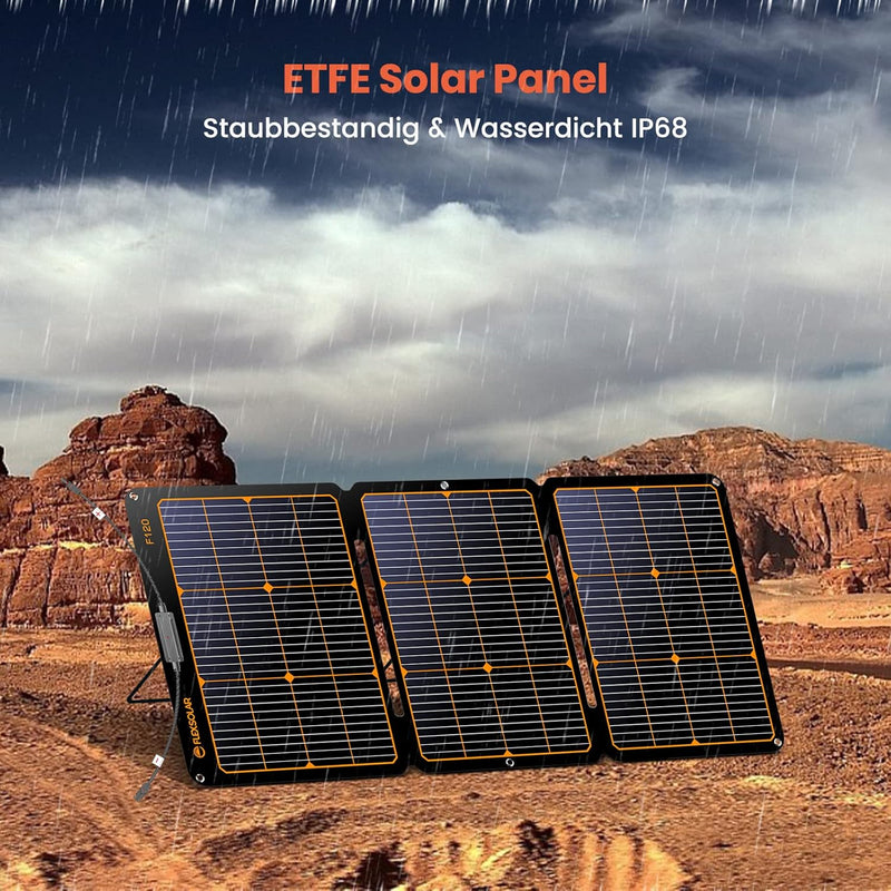 120W Solar Panel，Faltbar Solarmodul für Tragbare Solargeneratoren,IP68 Solarpanel für Outdoor Garten