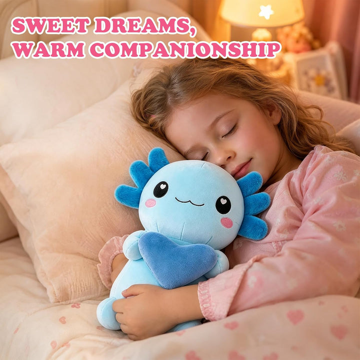 Axolotl Plüschtier Kuscheltier Stofftier, 30cm Kawaii Axolotl Plüsch mit Herz, Salamander Plüschtier