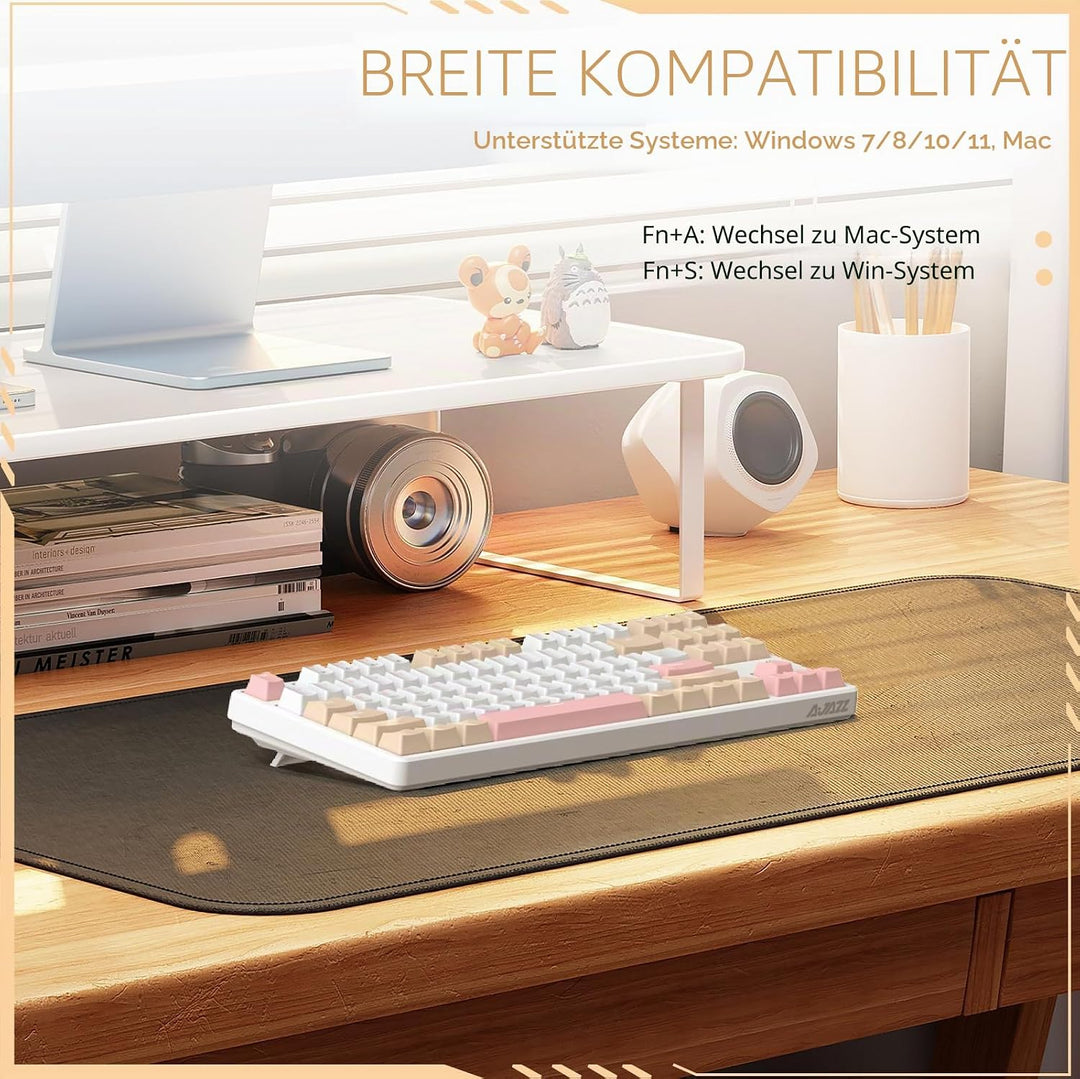 AJAZZ AK871 Kabellose Gaming-Tastatur 75%, Bluetooth/2,4 GHz Wireless Dual-Modi, TKL 80% Mechanische