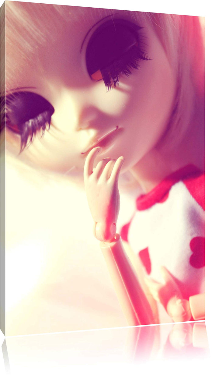 hübsches Pullip-Püppchen mit sehr langen Wimpern Leinwand, XXL riesige Bilder fertig gerahmt mit Kei