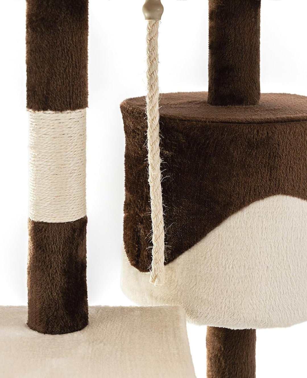 lionto Kratzbaum für Katzen mit 2 Plüschbällen & Spielseil, Höhe 112 cm, Katzenbaum mit Sisalseil &