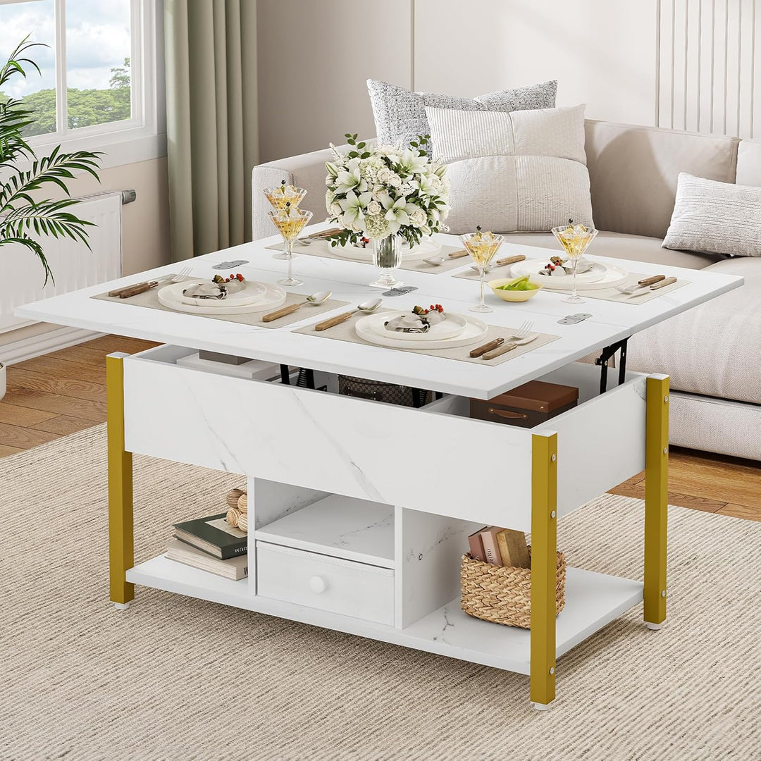 YITAHOME Couchtisch mit Höhenverstellbarer, 4-in-1-Multifunktions-Couchtisch mit Stauraum, Couchtisc