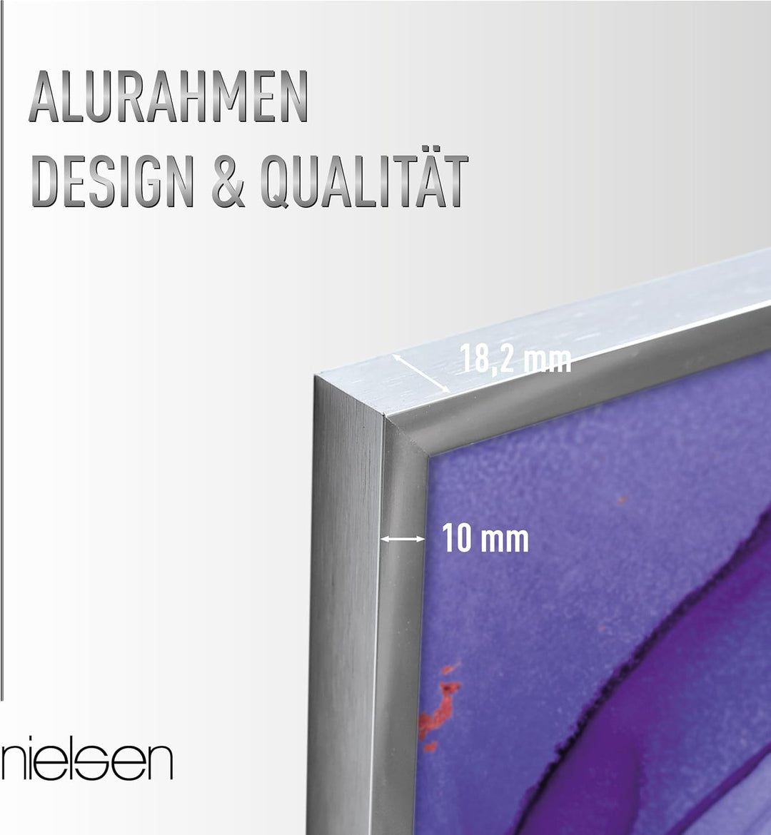 nielsen Bilderrahmen, 40 x 60 cm, Aluminium, Silber glanz, Posterrahmen zum Aufhängen im Hoch- & Que