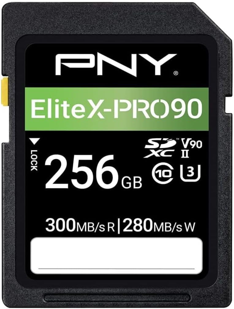PNY 256GB X-PRO 90 Class 10 U3 V90 UHS-II SD Flash Memory Card 256GB UHS-II EliteX-PRO 90, 256GB UHS
