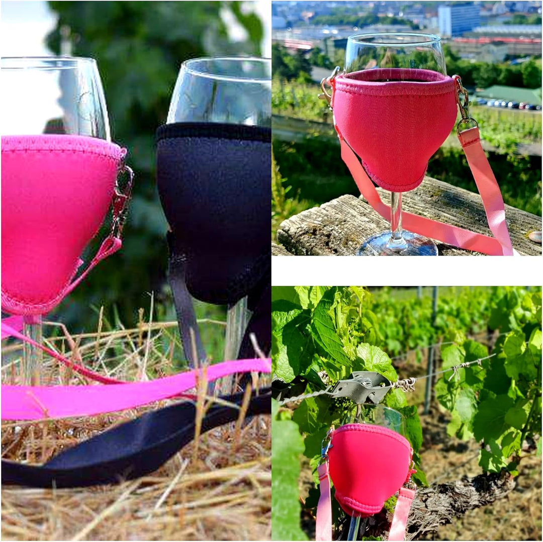 Eff Em Concept WineHolder XL - Weinglas-Halter für den Hals, Weinglashalterung inkl. Halstrageband (