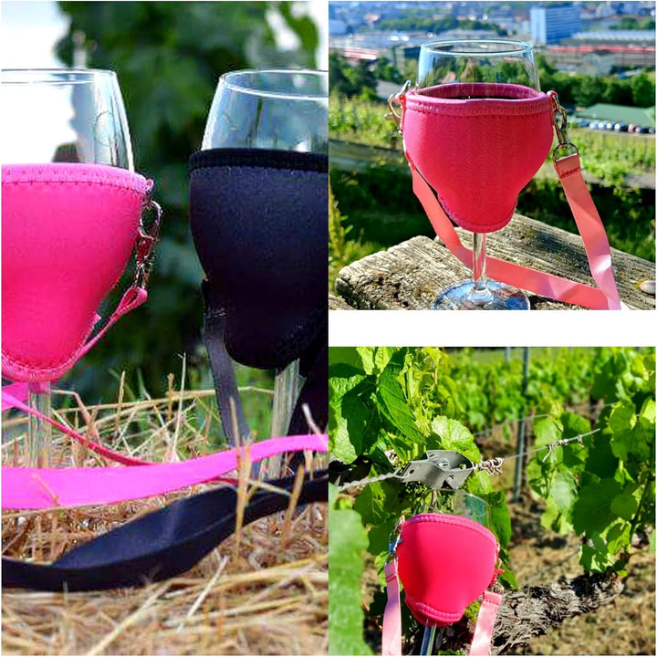 Eff Em Concept WineHolder XL - Weinglas-Halter für den Hals, Weinglashalterung inkl. Halstrageband (