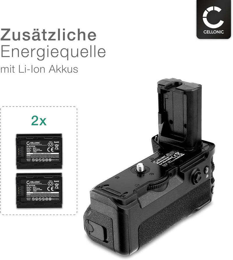 CELLONIC® Batteriegriff VG-C3EM für Sony Alpha 9, Alpha 7 III, Alpha 7R III Akkugriff für NP-FZ00 Ba