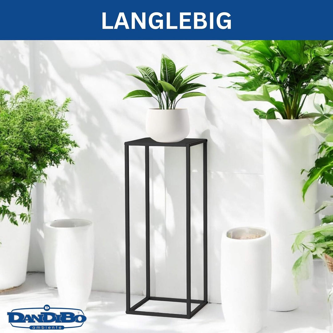 DanDiBo Pflanzenständer Metall Schwarz Eckig 80 cm 96588 Beistelltisch Hoch Blumenhocker Blumenständ