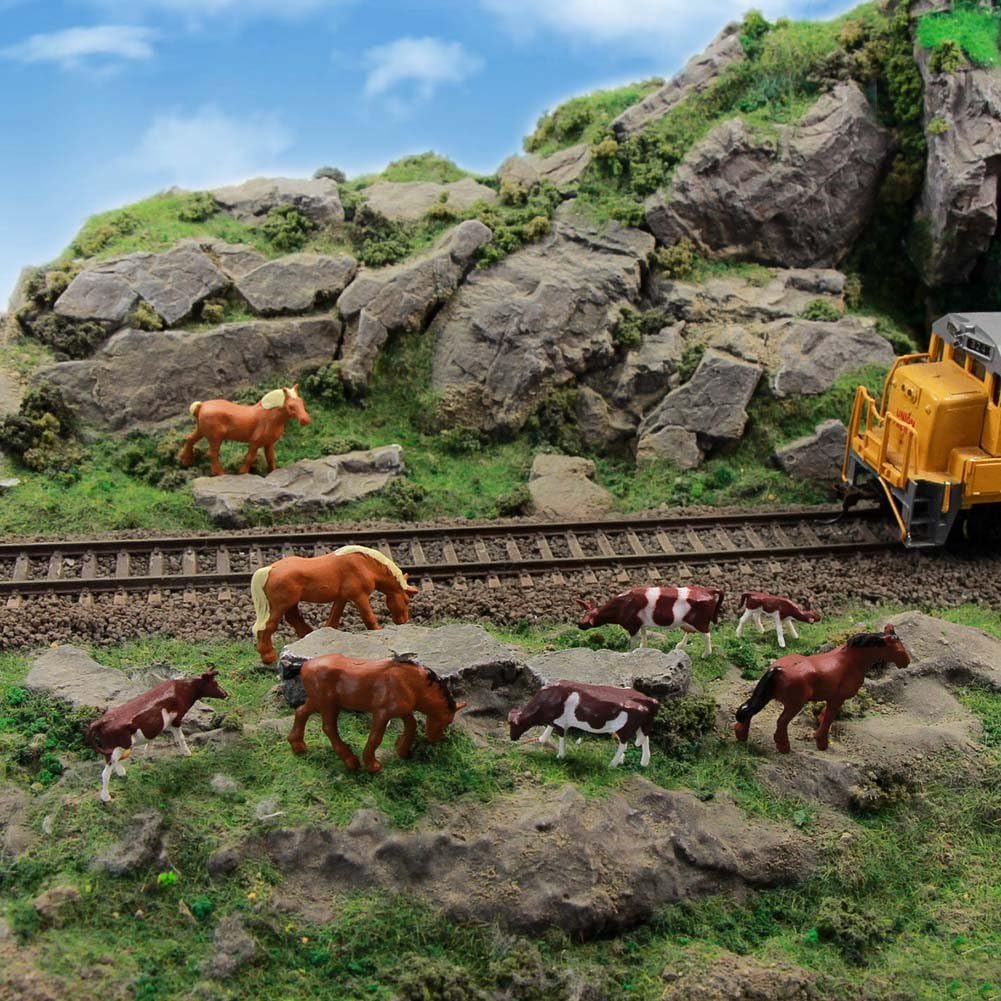 Evemodel 36Stk. Verschiede Rinder Kühe Pferde Figuren Bunt Tierfiguren Spur H0 1:87 Bauernhof Dekor