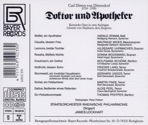 Dittersdorf: Doktor und Apotheker (Gesamtaufnahme), Audio-CD