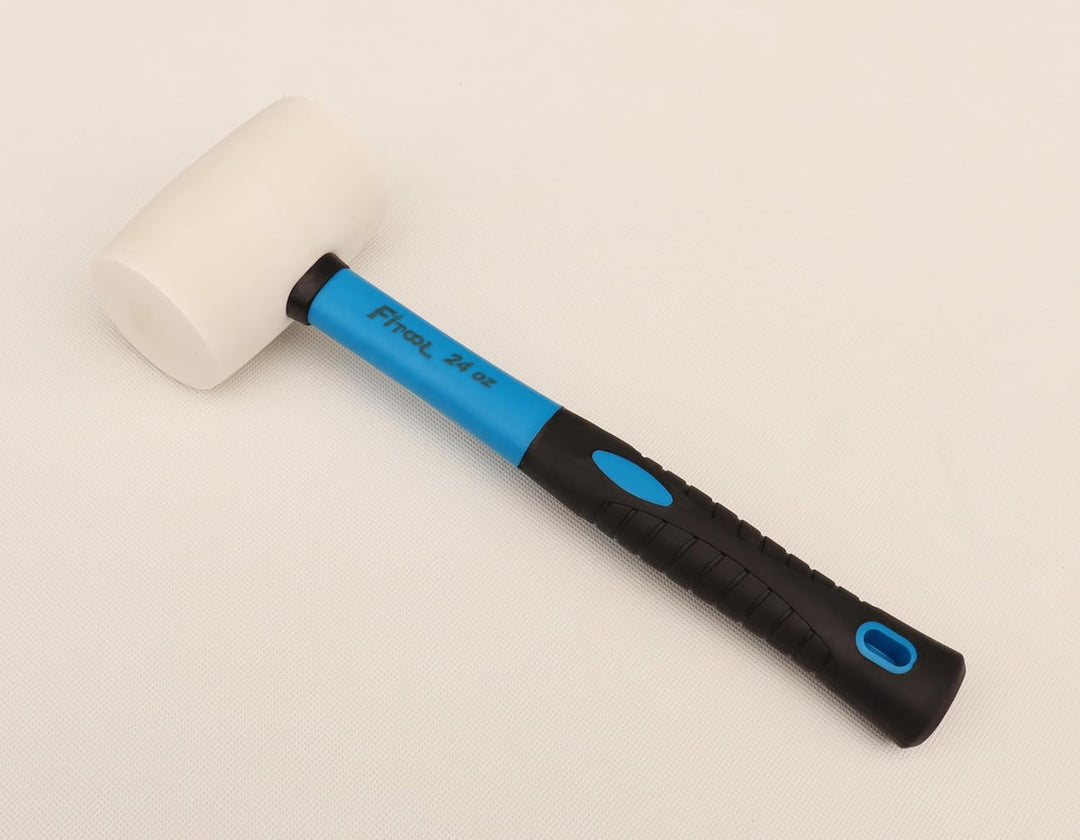Weisser Vollgummihammer, Fiberglas-Griff mit weichem Gummigriff, Gesamtgewicht 1 kg, nicht abfärbend