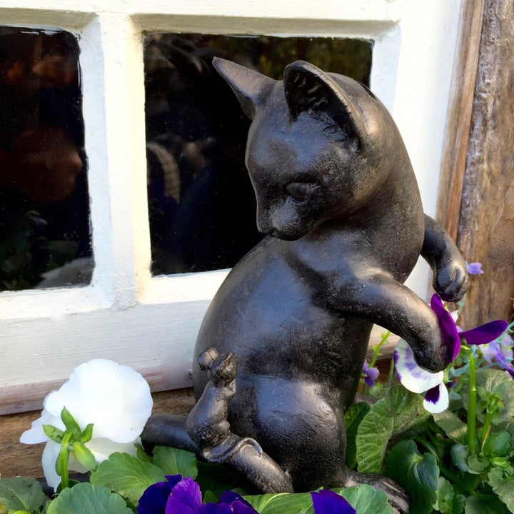 Antikas - Katze und Maus als dekorative Spardose originelle Tierfiguren, niedliche Katzen