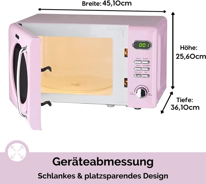 Wolkenstein Retro Stand Mikrowelle WMW720 SC I 700W Mikrowellenleistung I 20L Garraum I5 Leistungsst