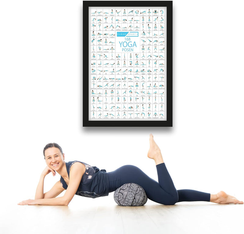 CLEAN SPORTS® Yoga Poster DIN A2 168 Posen und Asanas, Zubehör für Yoga-Studios und Zuhause, perfekt