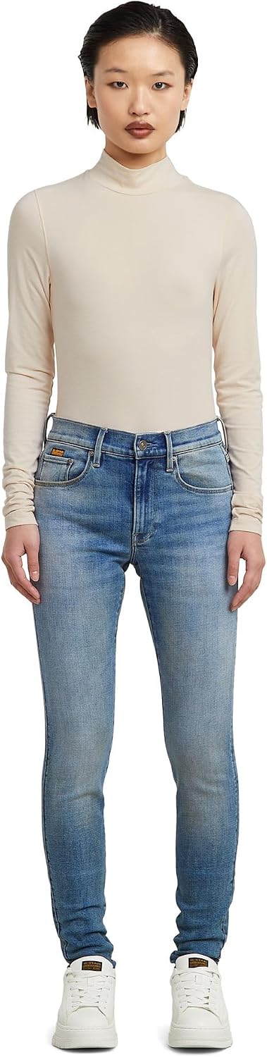 G-STAR Damen Jeans Hose 3301 Skinny Stretchdenim Greyblue Used 23W / 28L Blau (Vintage Gold Digger D