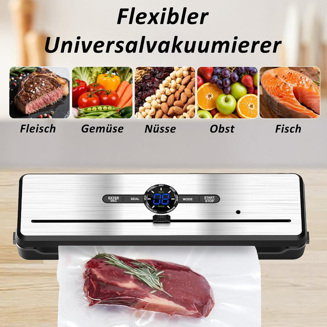 Vakuumierer für Lebensmittel – Vollautomatisches Vakuumiergerät, kompakt und tragbar, für trockene u