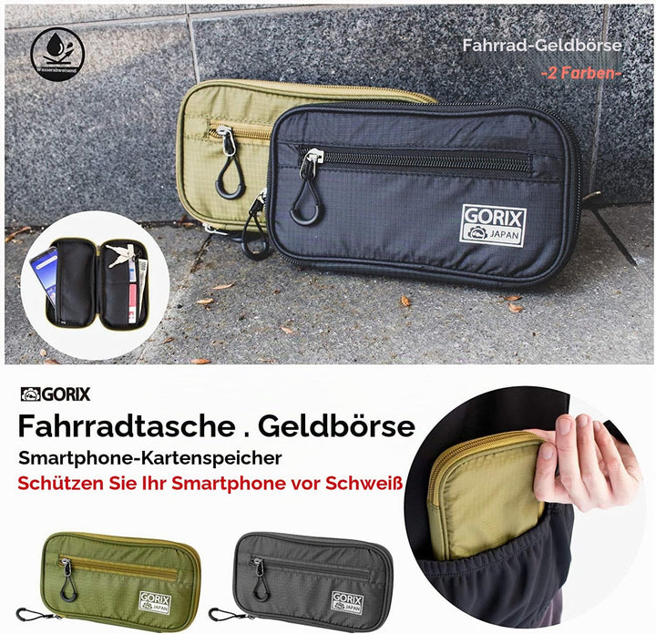 GORIX Cycle Wallet Pouch Bag wasserdichte Handytasche Rennrad MTB Fahrrad (BKPO) (schwarz)