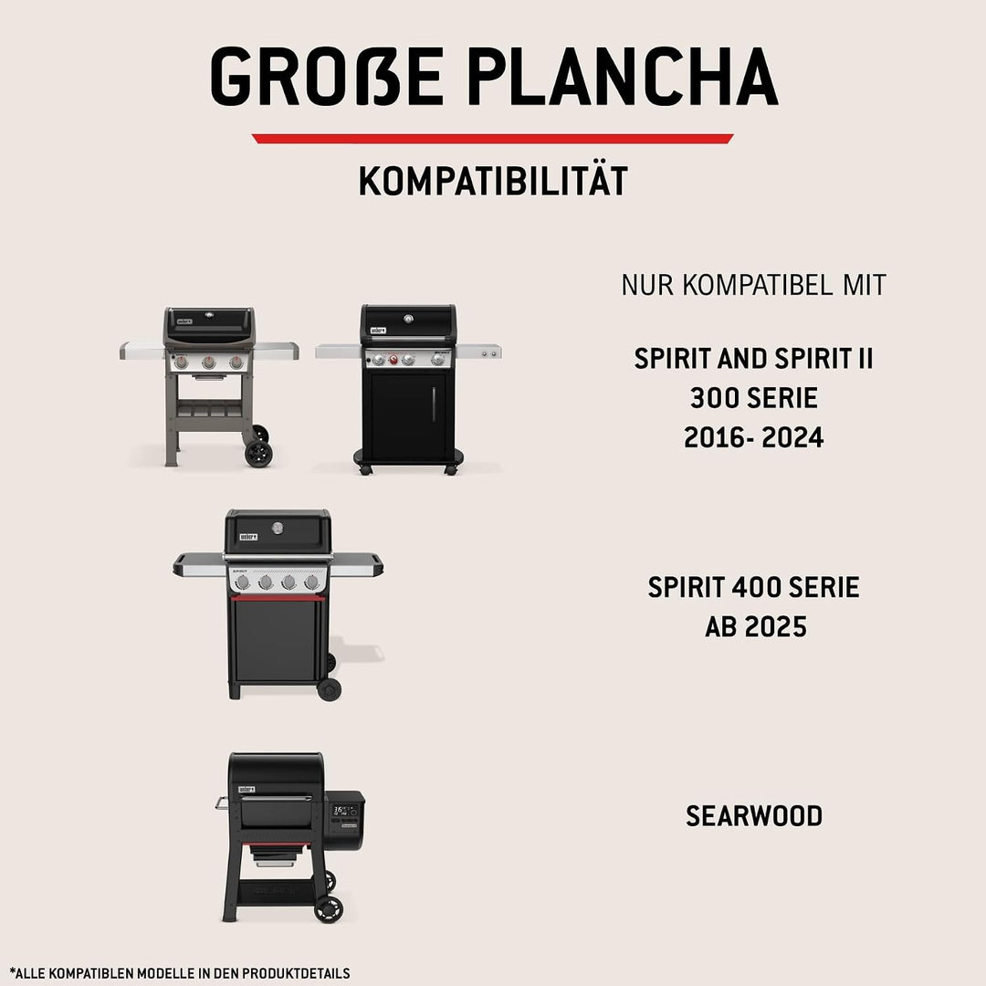 Weber Plancha Vollformat für Spirit 300 und Searwood Serie - gleichmässige Hitze, grosse Fläche für