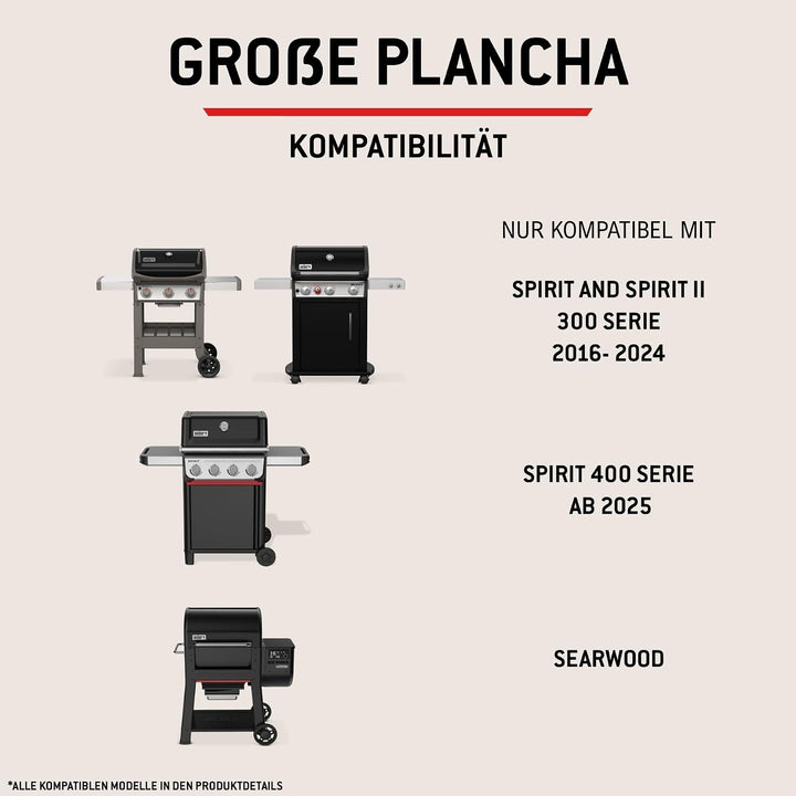 Weber Plancha Vollformat für Spirit 300 und Searwood Serie - gleichmässige Hitze, grosse Fläche für