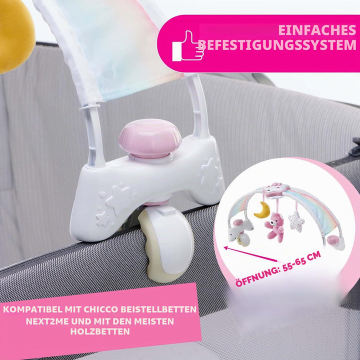 Chicco Regenbogen-Spielbogen für Kinderbett, 2in1 Evolutionskompatibel Next2Me, Babywanne mit Regenb
