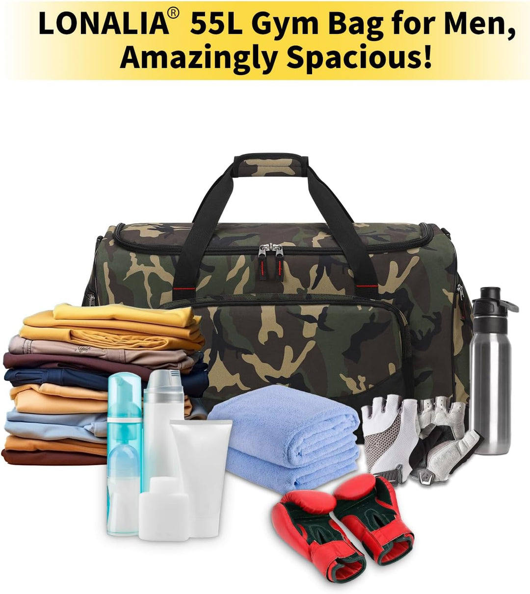 Sporttasche Reisetasche Herren Gross 55L - Weekender Gym Bag Fitness Tasche für Sport Training Urlau