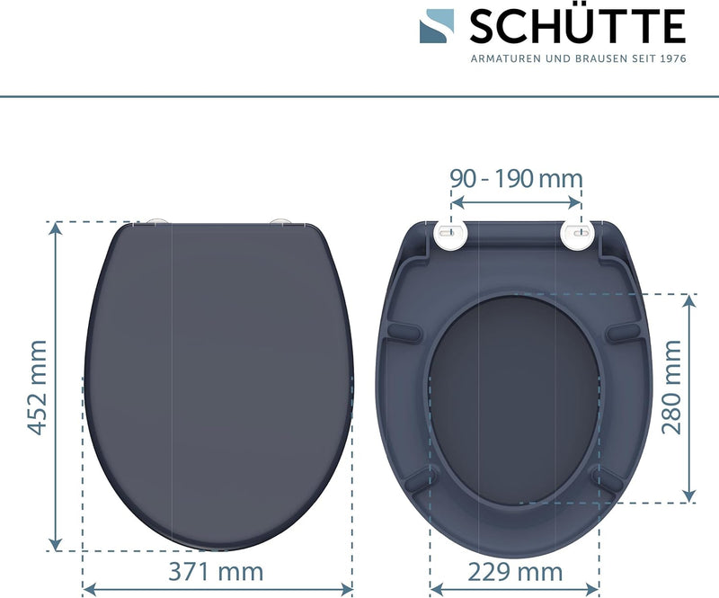 SCHÜTTE WC-Sitz ANTHRAZIT mit Absenkautomatik, Toilettendeckel mit Schnellverschluss für die einfach