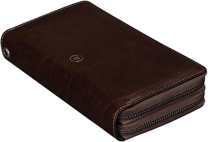 Maxwell Scott Italienische Damen Luxus Leder Clutch Meleto Dunkelbraun, Dunkelbraun