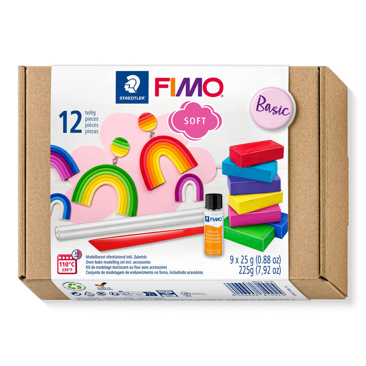 STAEDTLER FIMO soft Basic-Set mit 9 Halbblöcken à 25 g Bunt 9 Stück, Bunt 9 Stück