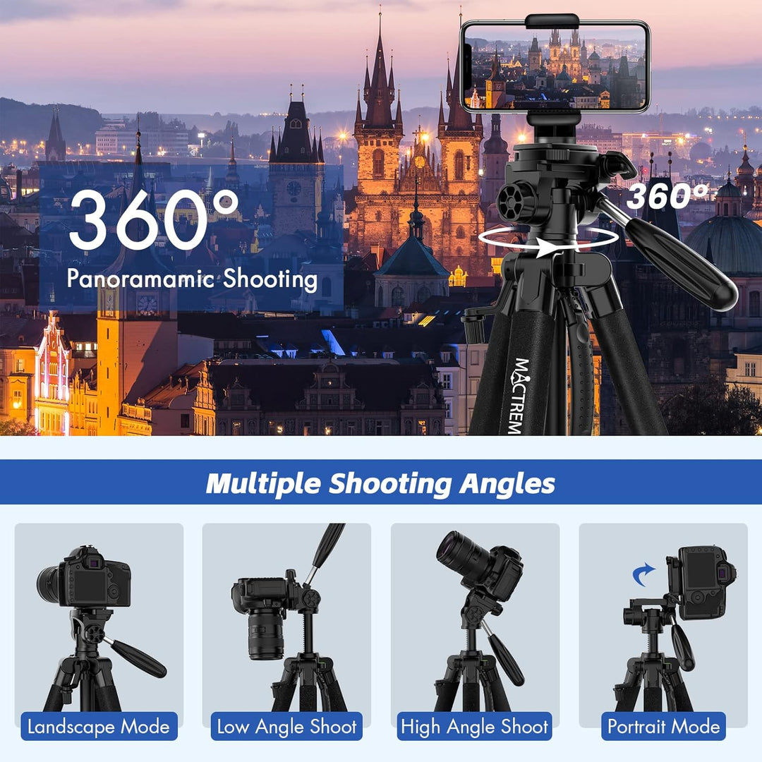 MACTREM 75-Zoll-Kamerastativ für Sony Canon Nikon, leichtes Reise-Video-Aluminium-Stativ mit Handy-H