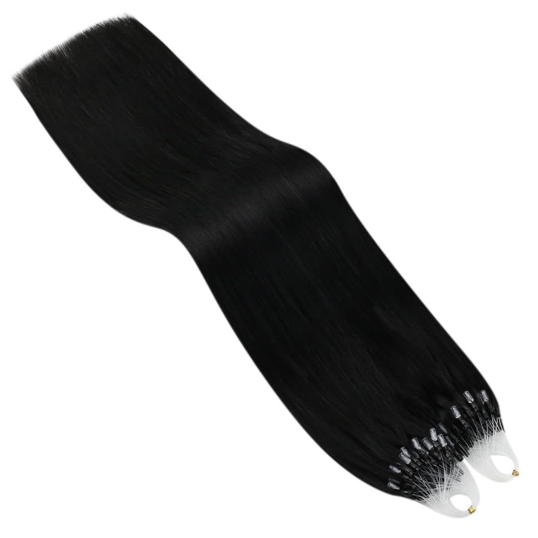 Ugeat Microring Extensions Echthaar Schwarz Haarverlängerung Echthaar Microring Schwarz Extensions E