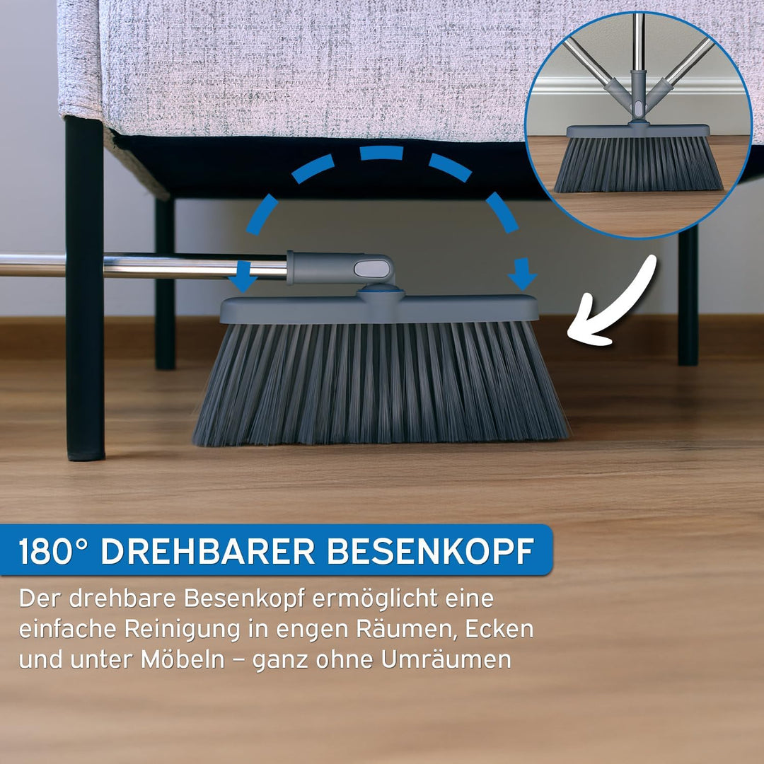 kör4u Reinigungsset mit Wischmopp und 2-Kammer-Eimer sowie Besen mit Kehrschaufel hygienisch ergonom