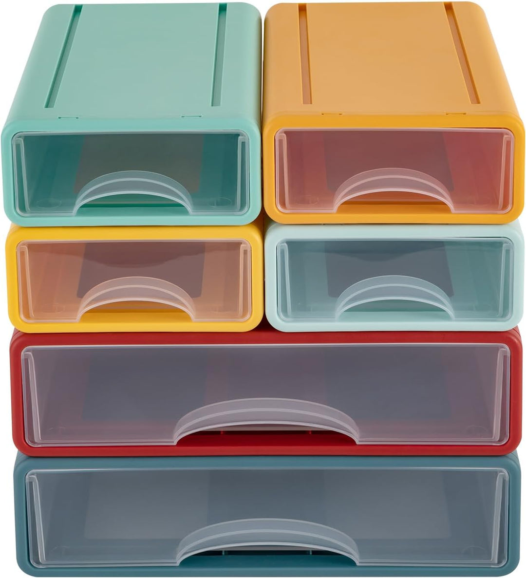 Schreibtisch Organizer 6 Fächer Geschlossenen Schubladen Stapelbar Plastik Büro Schubladenbox mit Gr
