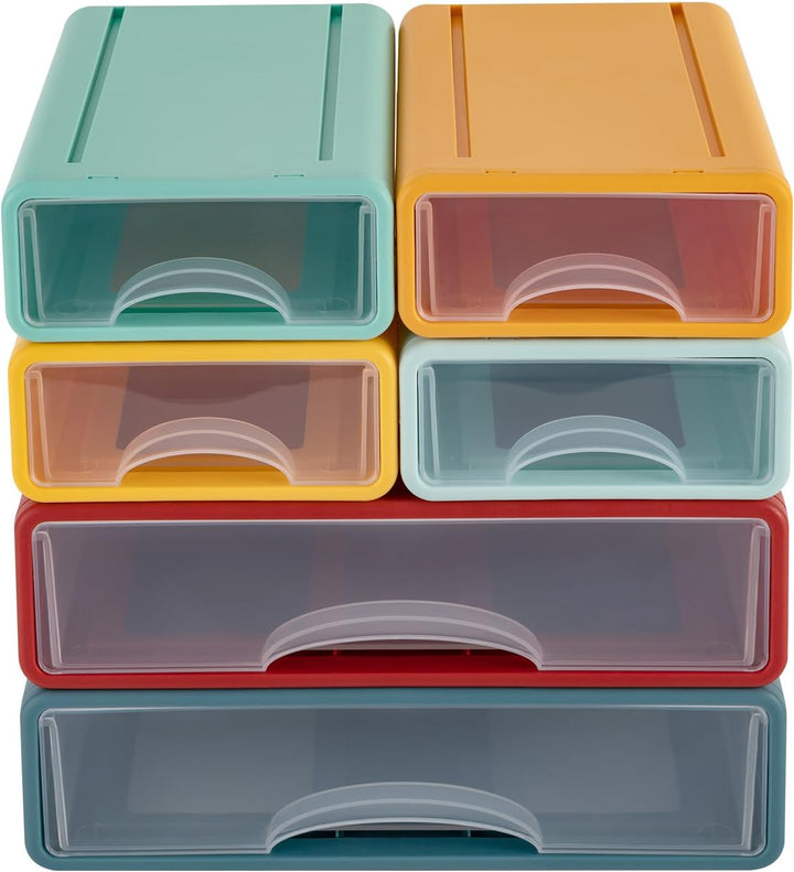 Schreibtisch Organizer 6 Fächer Geschlossenen Schubladen Stapelbar Plastik Büro Schubladenbox mit Gr
