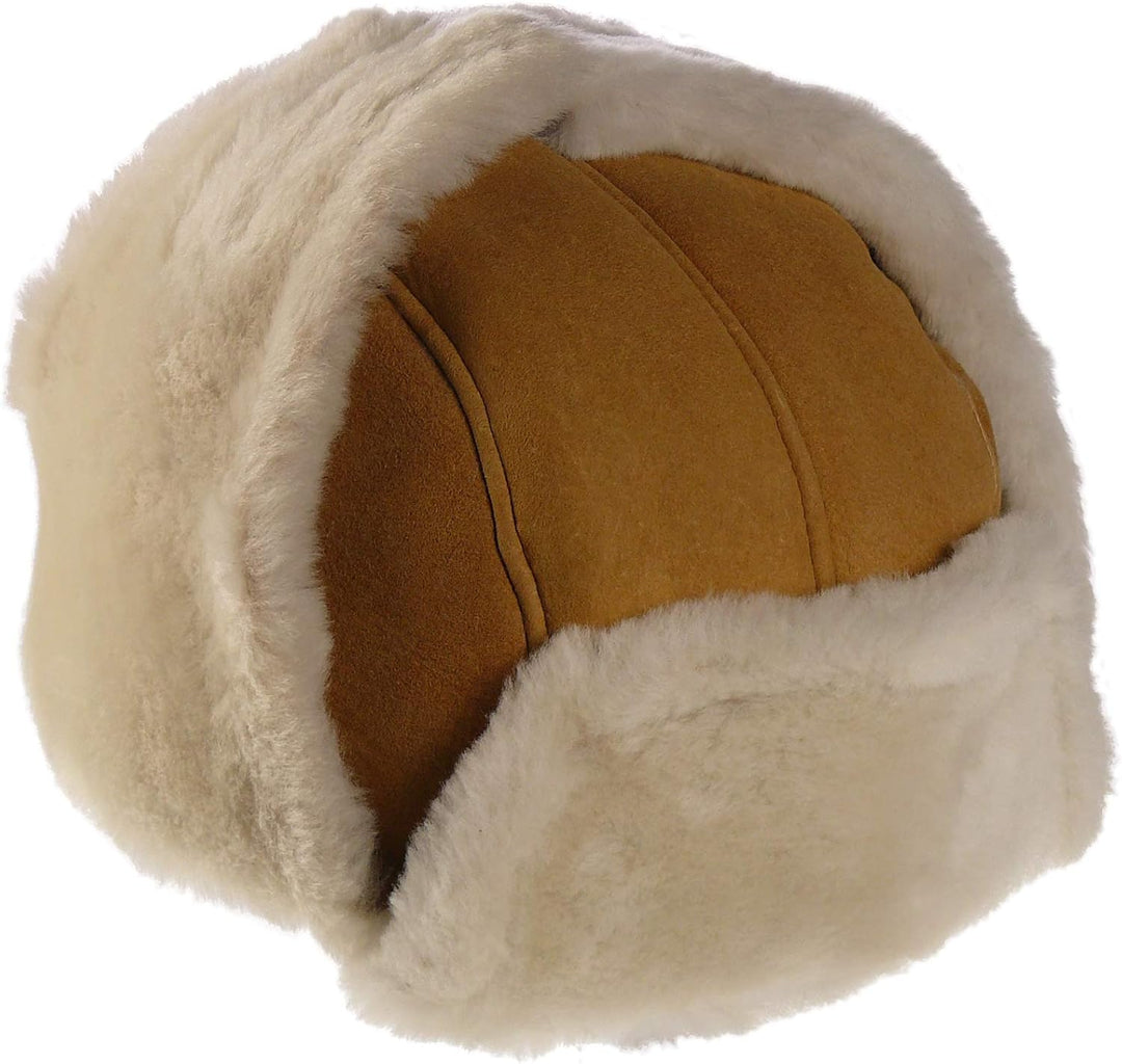 Harrys-Collection Damen Herren Pilotmütze Fliegermütze aus feinstem Merino Lammfell 3 Farben S Hasel