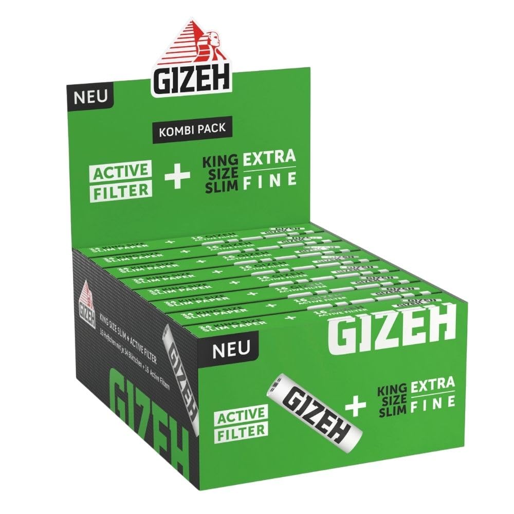 GIZEH BLACK King Size Slim + Active Filter 2-in-1-Kombi-Pack – King Size Slim Blättchen inkl. 6 mm A