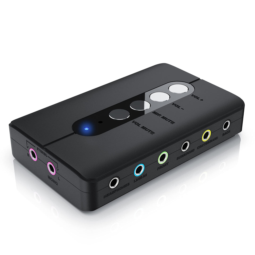 CSL - USB Externe Soundkarte, 7.1 Surround Sound, USB Audio Stereo Adapter, External Sound Card, für
