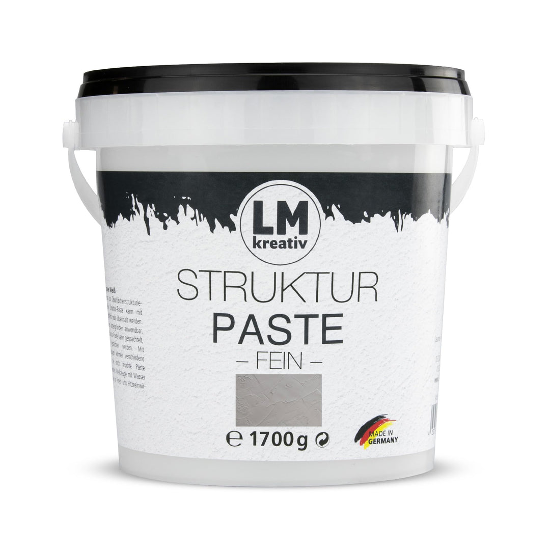 LM-Kreativ LM Struktur Paste fein 1,7 KG - Beton Grau - Strukturpaste für Leinwand - Perfekt für Bil