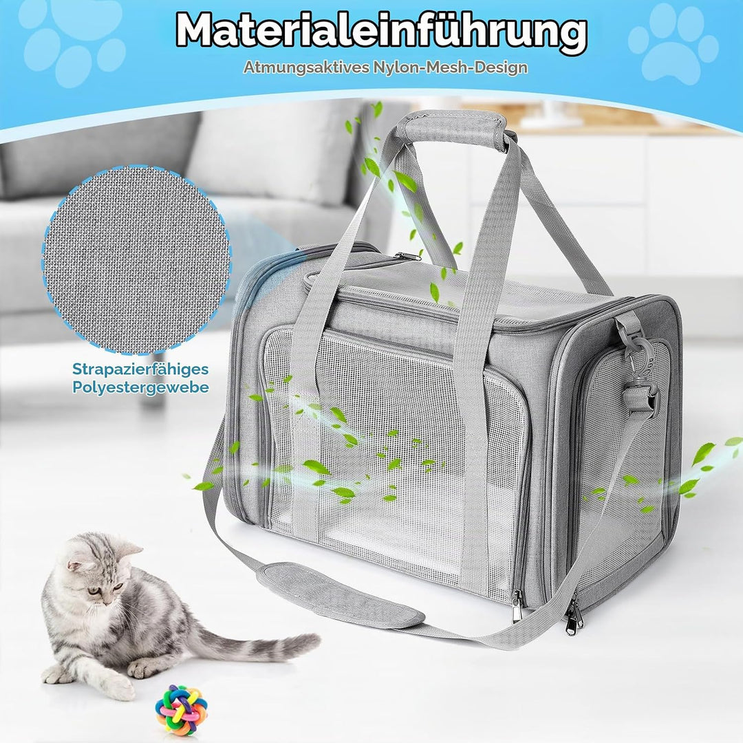 AiQInu Transporttasche Katze Hund Faltbare, Hundetransportbox mit Einstellbar Schultergurt, Tragfähi