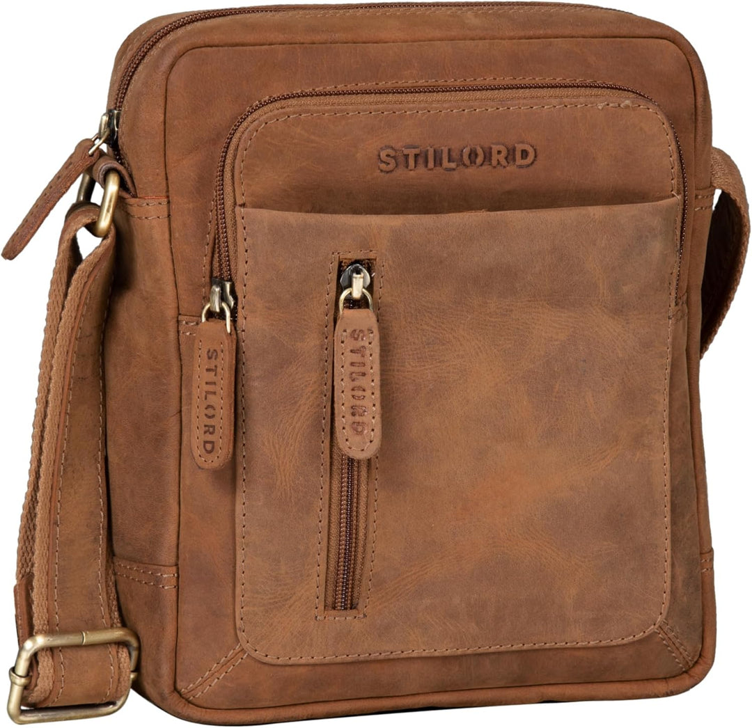STILORD 'Jamie' Herren Ledertasche - Perfekt für Reisen & Alltag - Kleine Vintage Messenger Bag für